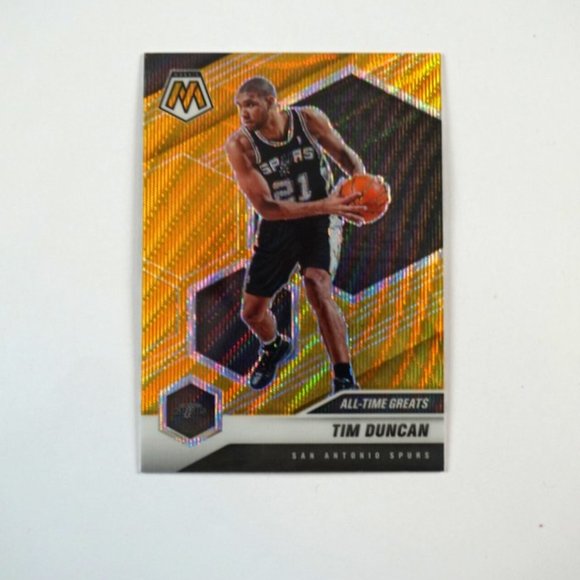 2020-21 Panini Mosaic Tim Duncan All-Time Greats Gold Wave Prizm #289 Spurs - Picture 1 of 2